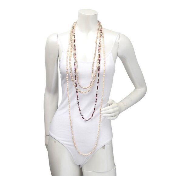 Vintage Shell Necklaces Chain Cowrie Seashell Seeds Beads Ivory White Tan Brown - Picture 9 of 10